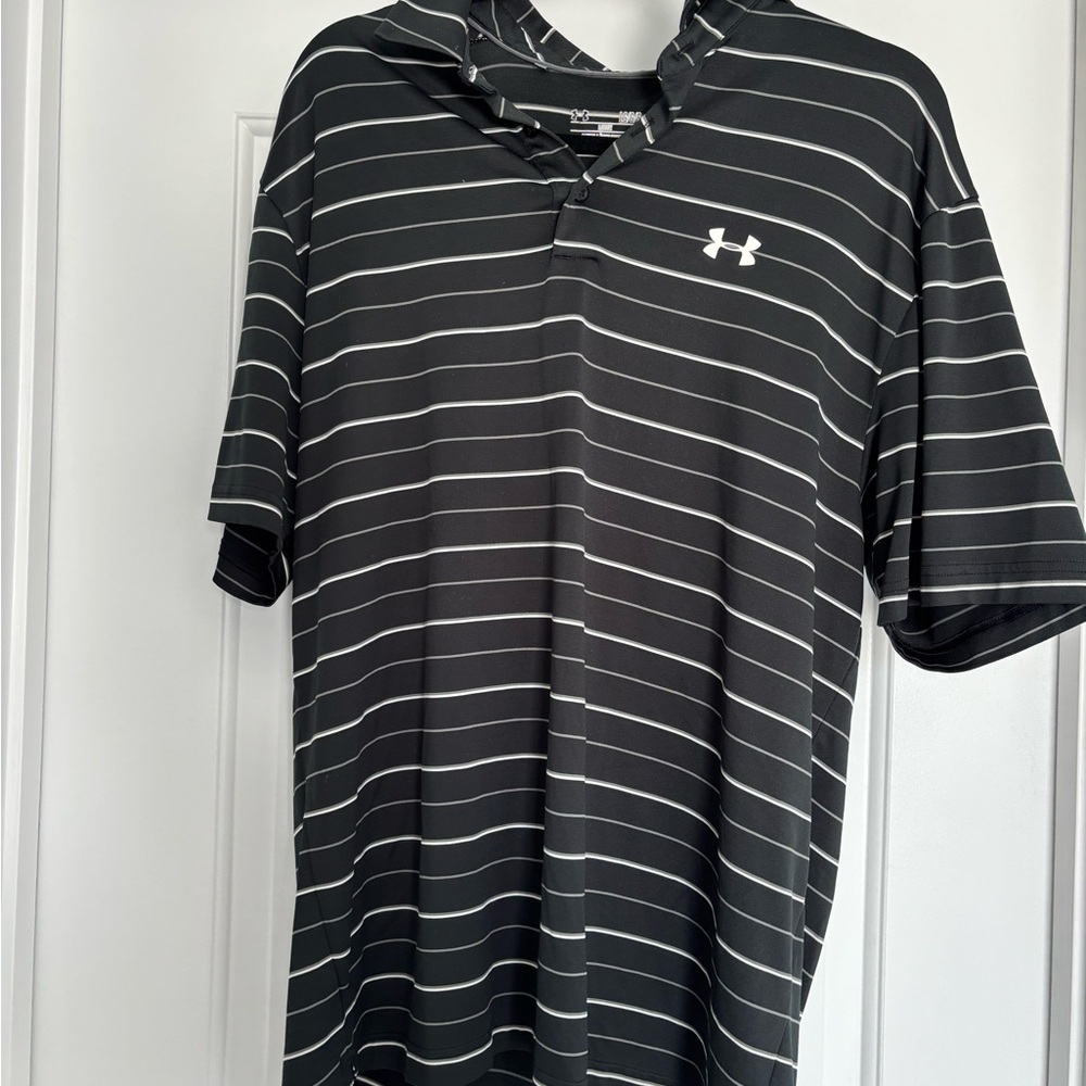 Under Armour Men's Black Striped Polo Shirt